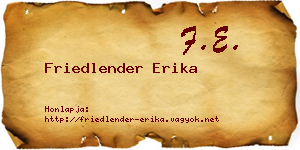 Friedlender Erika névjegykártya